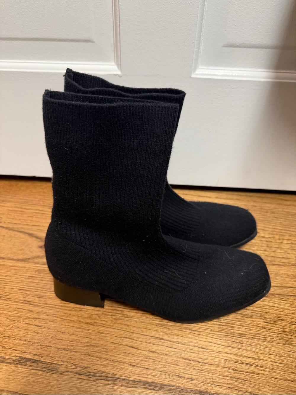 Women's Black Knit Sock Ankle Boots - Cushionaire